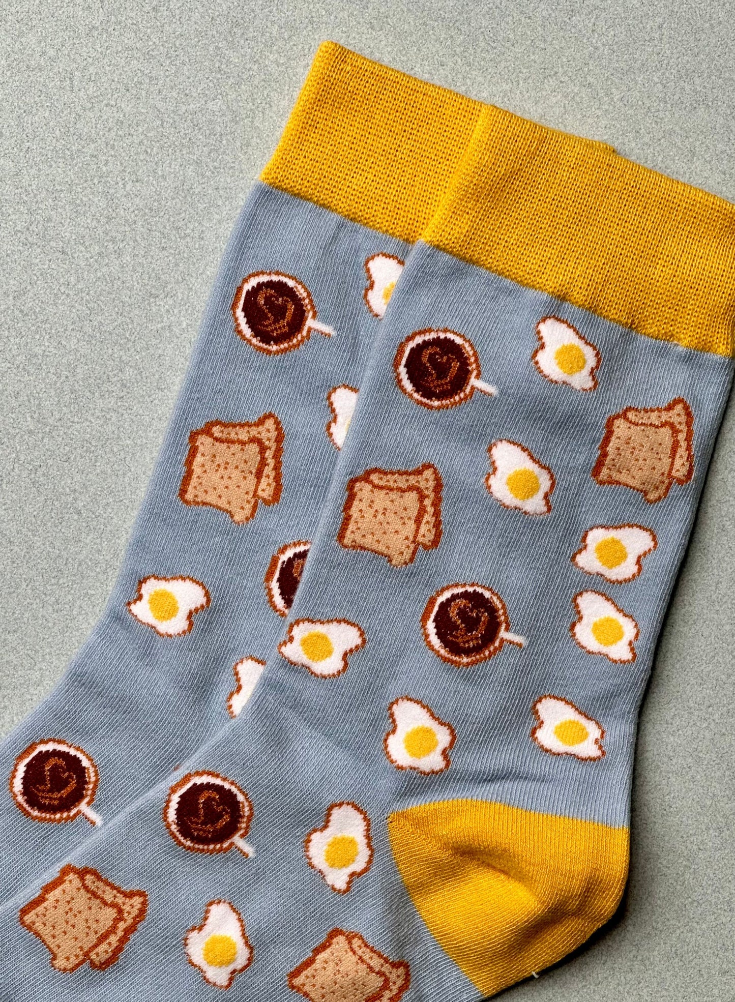 Breakfast Socks - Fun Cotton Blend | Sunny Side Up & Toast Design