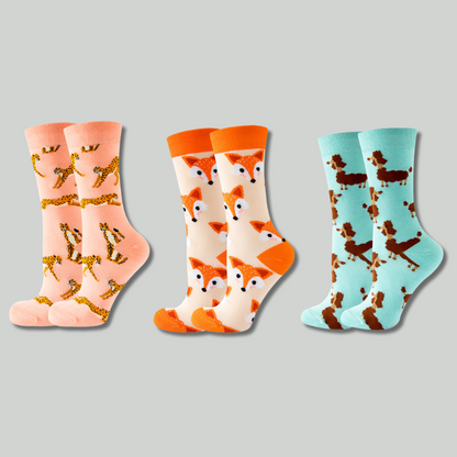 Wild & Whimsical Sock Bundle – 3 Pairs of Animal-Inspired Fun