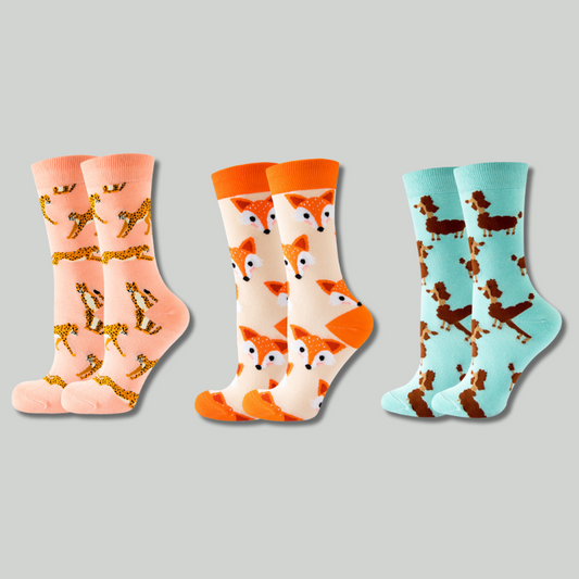 Wild & Whimsical Sock Bundle – 3 Pairs of Animal-Inspired Fun